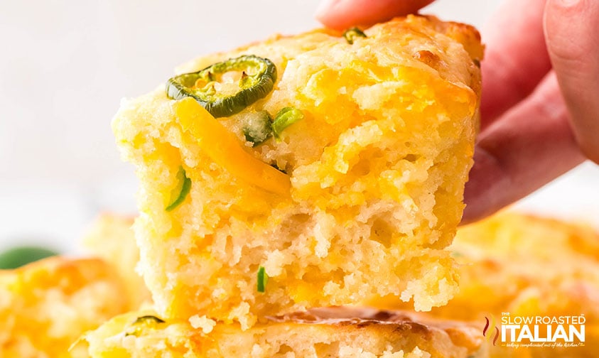 closeup of cheddar jalapeno biscuits