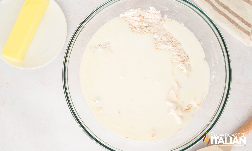 buttermilk added to mixing bowl