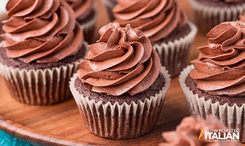 keto chocolate cupcakes on a serving board