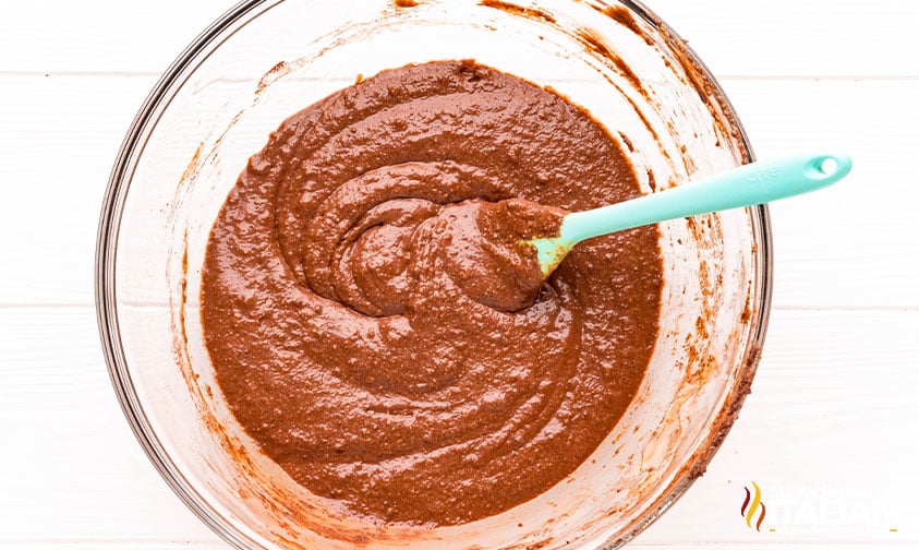 keto chocolate cupcakes batter in a large mixing bowl