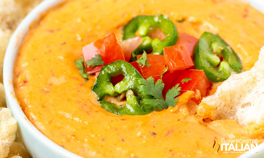 closeup of keto queso recipe