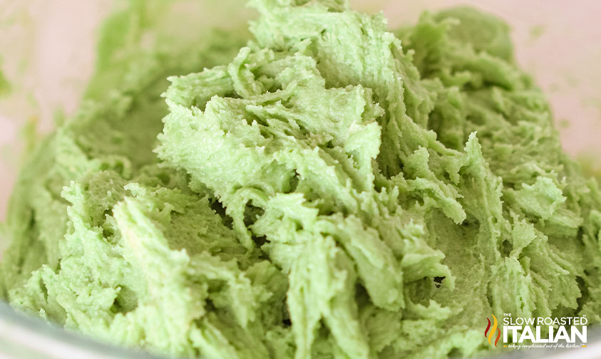 green food coloring added to cookie dough dip