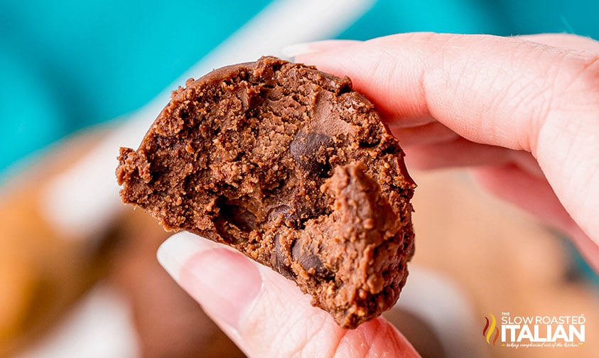 closeup of the inside of keto brownie bites