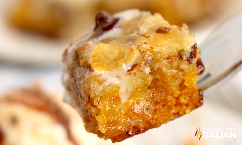 closeup of ooey gooey stick toffee cake