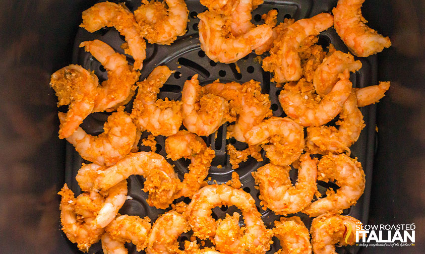 garlic parmesan shrimp in air fryer basket