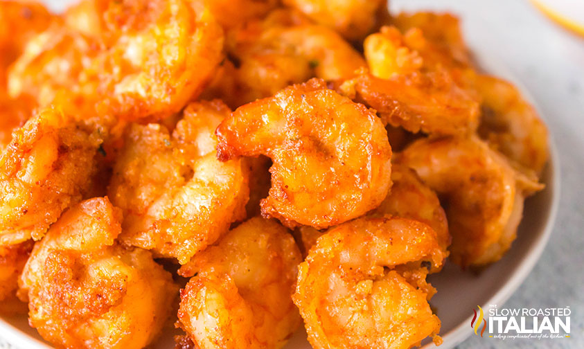 closeup of air fryer breaded shrimp