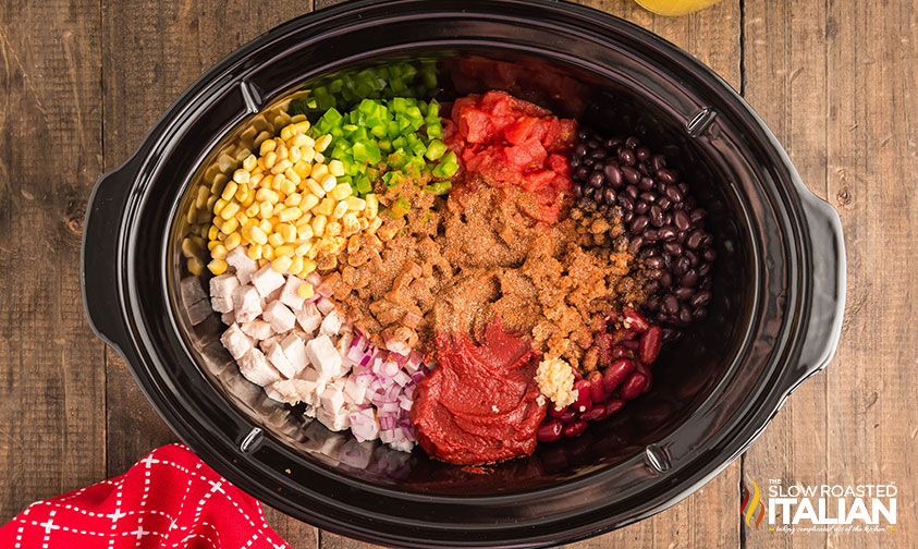 turkey chili ingredients in crock pot