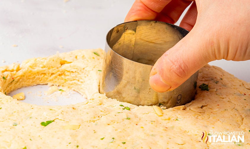 cutting out air fryer cheese scones