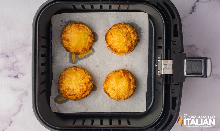 air fryer cheese scones in air fryer basket