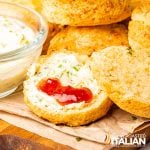 close up of air fryer cheese scones