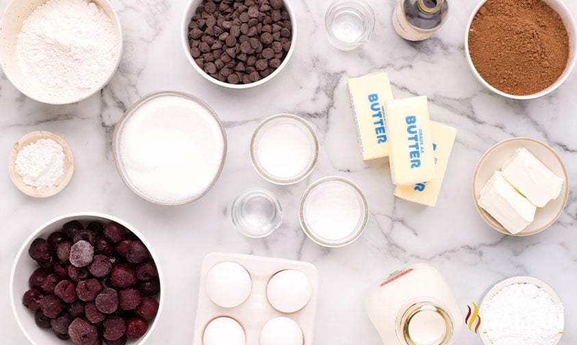 ingredients for black forest cherry brownies