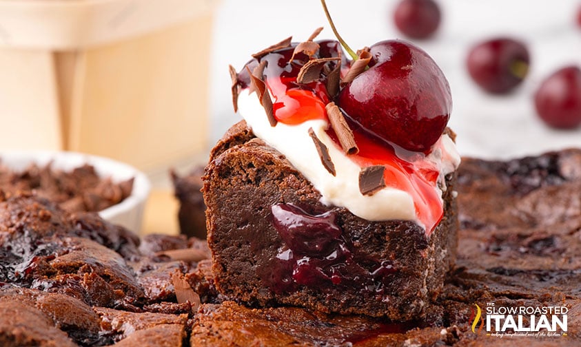 stacked black forest cherry brownies