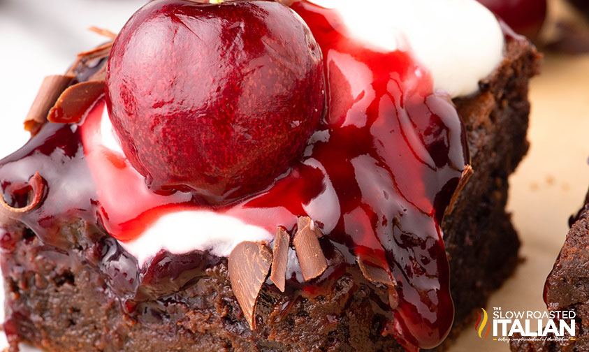 closeup of a cherry brownie