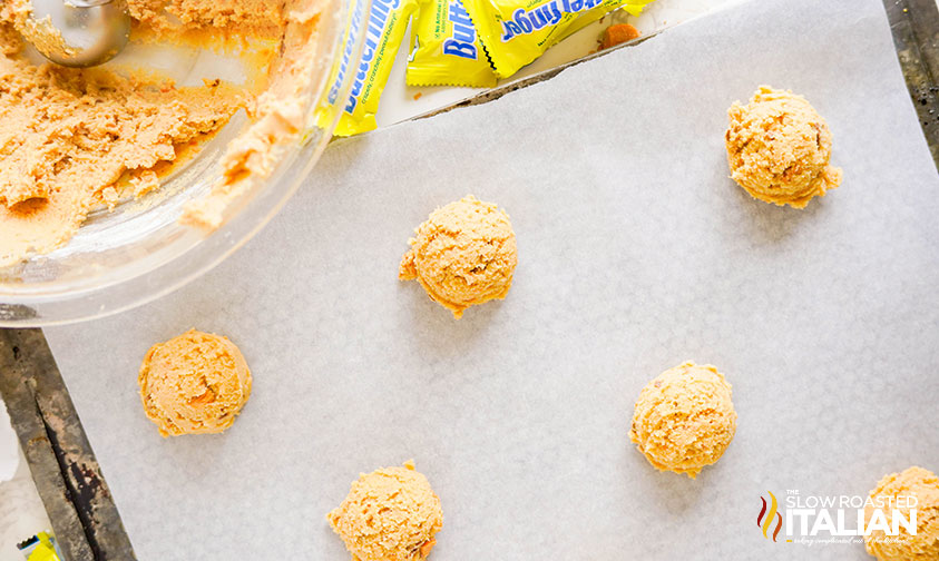 cookie dough on a baking sheet