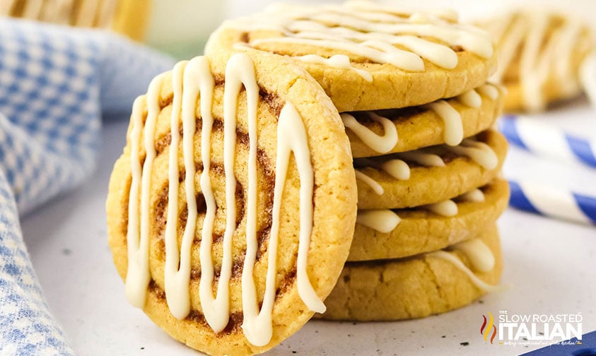 stacked cinnamon roll cookies