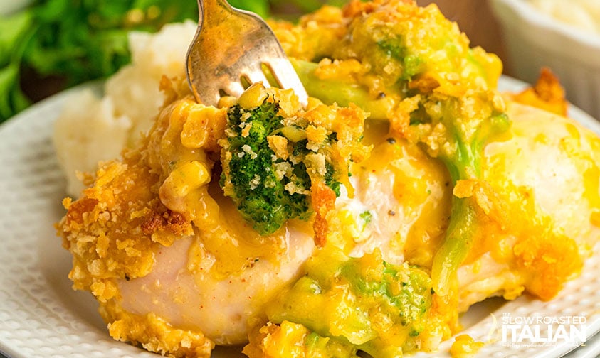 copycat cracker barrel broccoli cheddar chicken on a plate