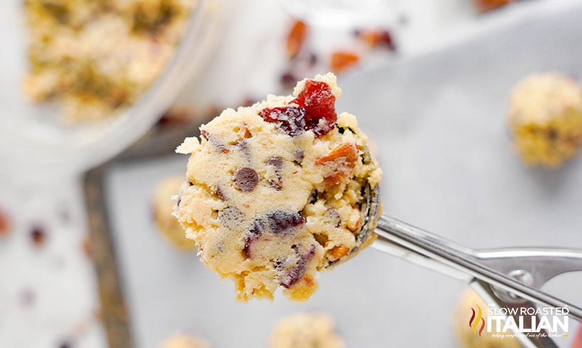 scoop of cranberry chocolate chip cookie dough