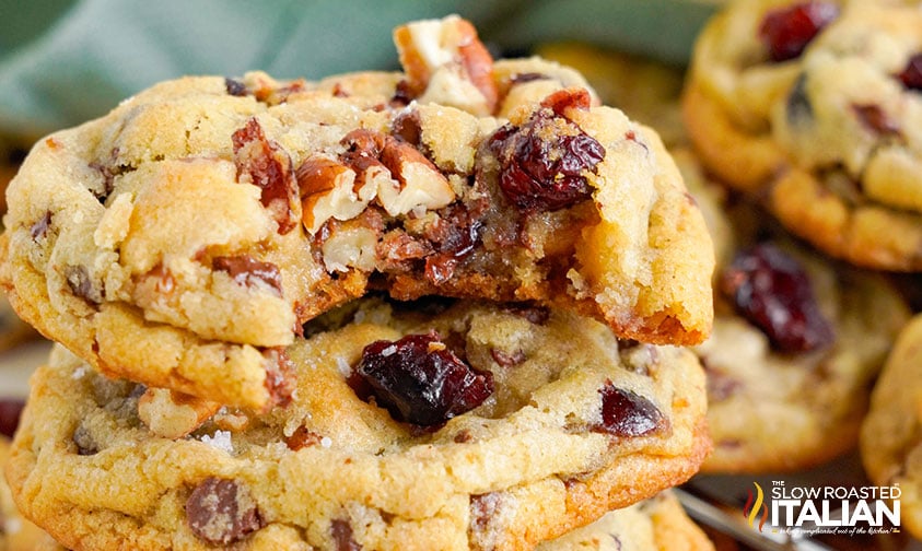 closeup of cranberry chocolate chip cookies