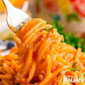 closeup of creamy spaghetti