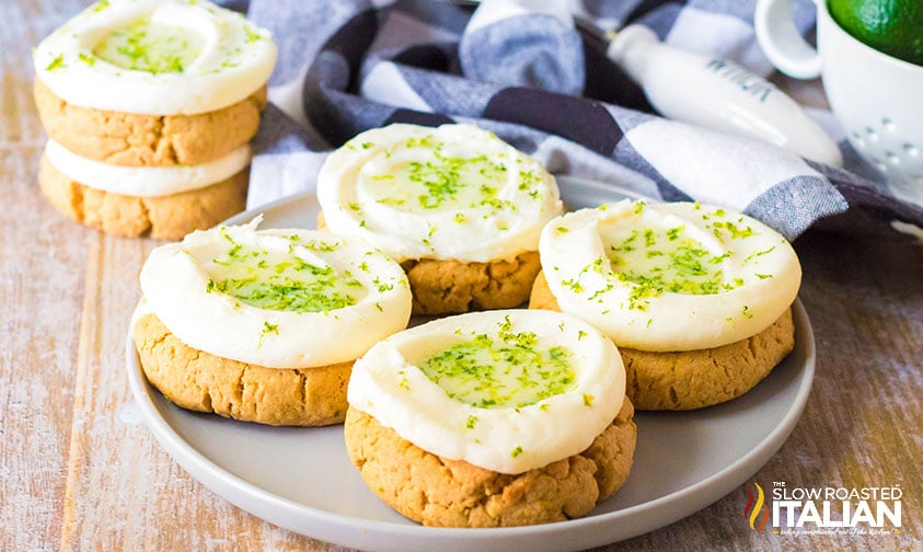 key lime pie cookies on a plate