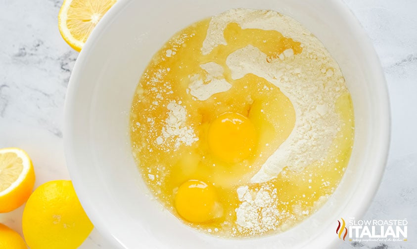 mixing lemon cake mix cookies