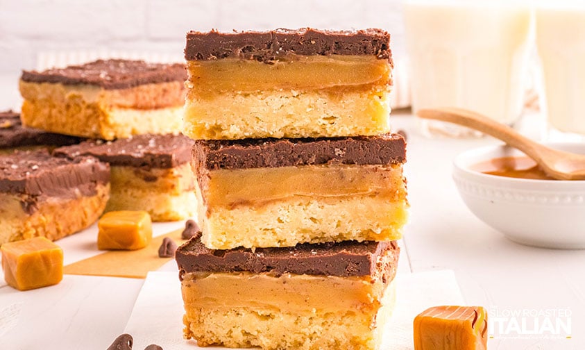 stacked millionaire shortbread bars