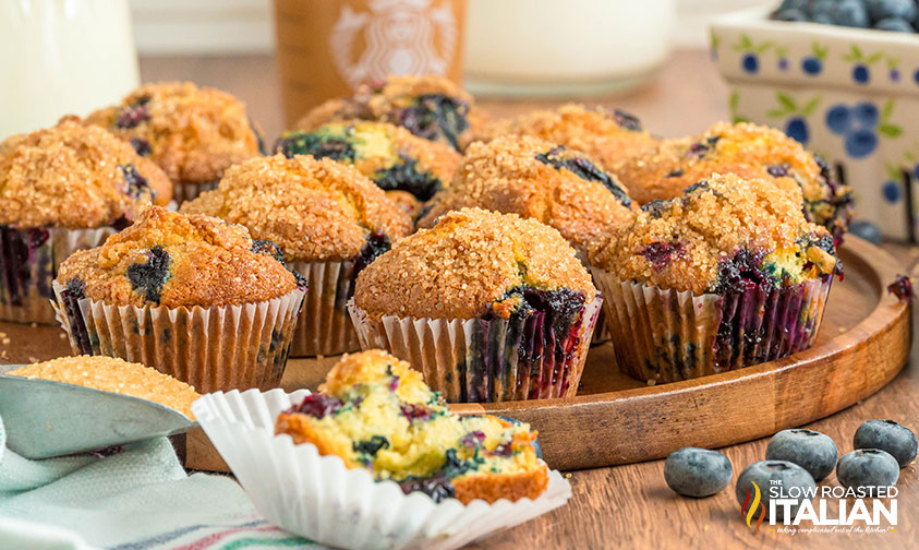 plate of starbucks blueberry muffins