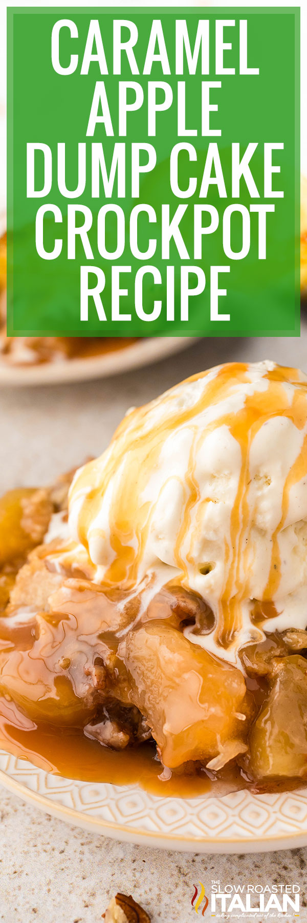 Caramel Apple Dump Cake Crockpot Recipe -PIN