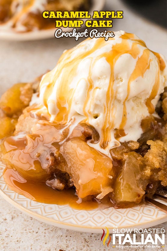 titled: Caramel Apple Dump Cake Crockpot Recipe