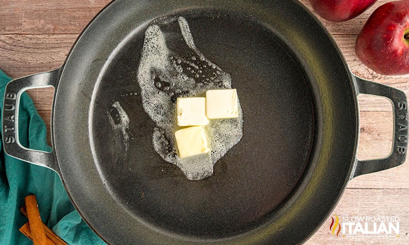 melting butter in a large skillet