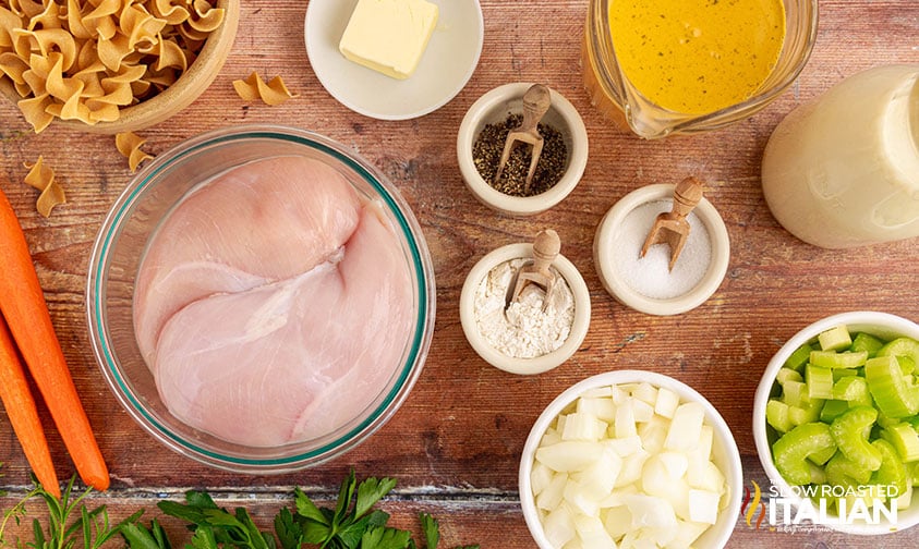 ingredients for crockpot creamy chicken noodle soup