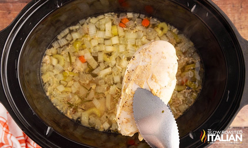 cooked chicken in crockpot