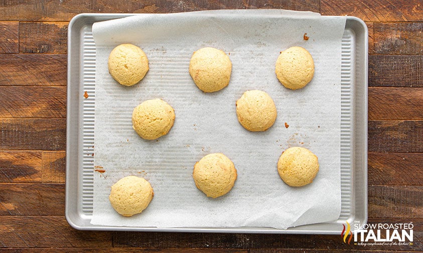 baked eggnog cookies on a baking sheet