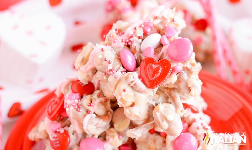 closeup of homemade valentine candy