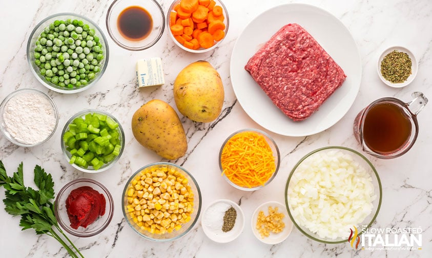 ingredients for cottage pie in the slow cooker