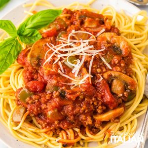 closeup of instant pot spaghetti sauce