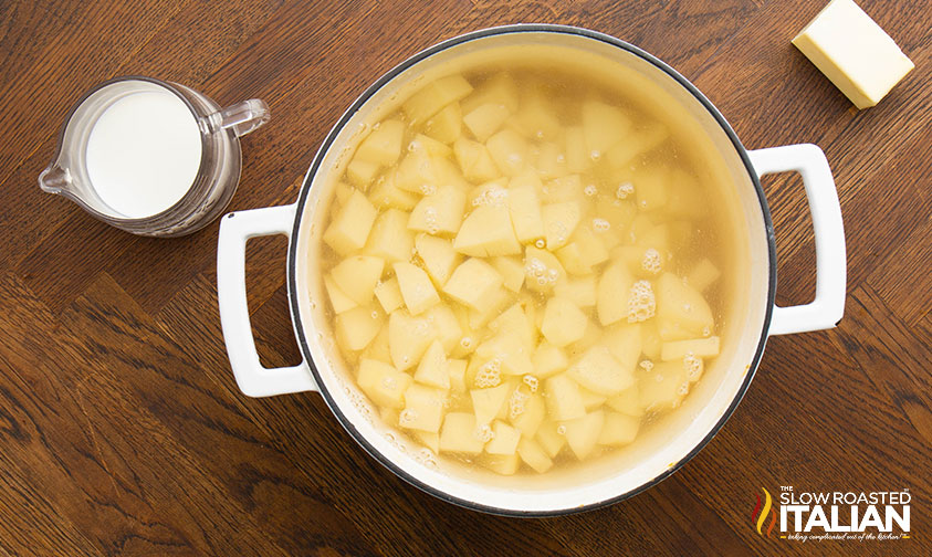 boiled potatoes in a large pot