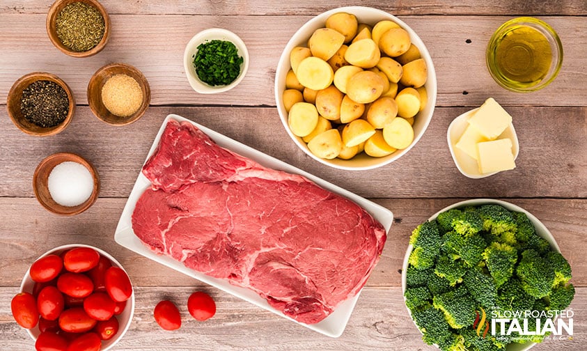 ingredients for sheet pan steak dinner