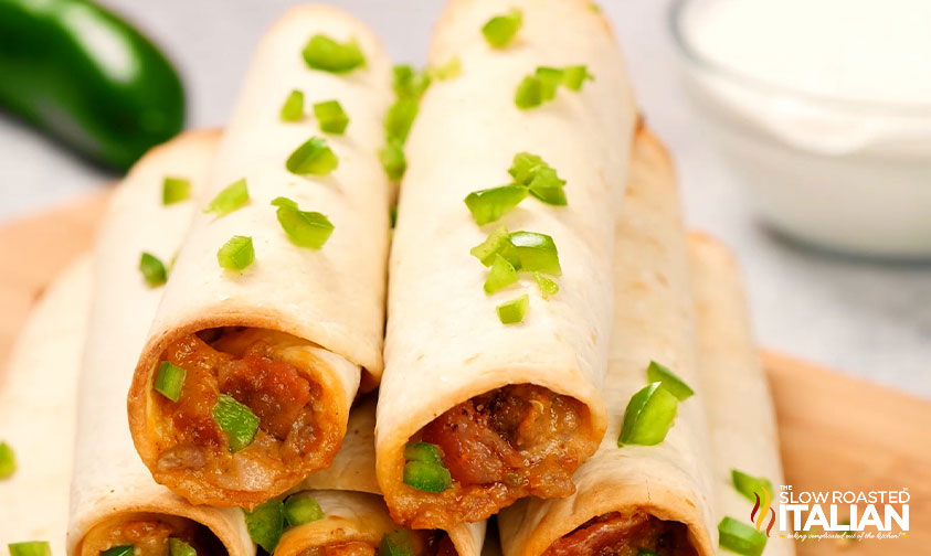 stacked spicy baked taquitos