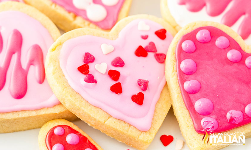 valentine's sugar cookies stacked