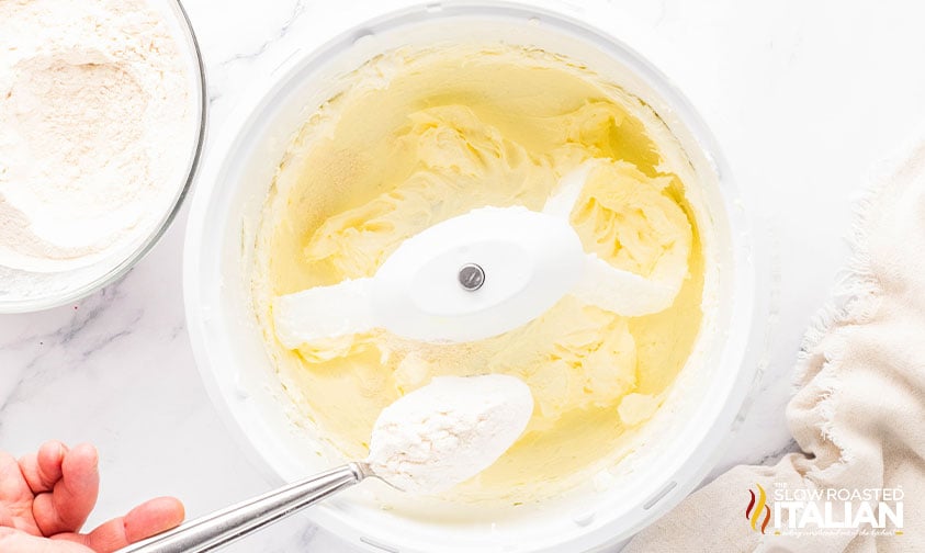 creamed butter and sugar adding dry ingredients