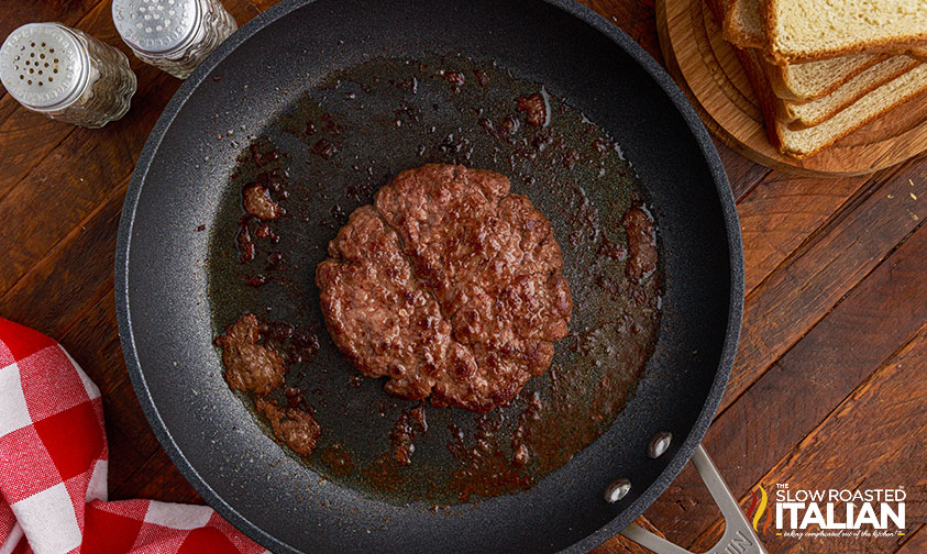 whataburger patty in a skillet