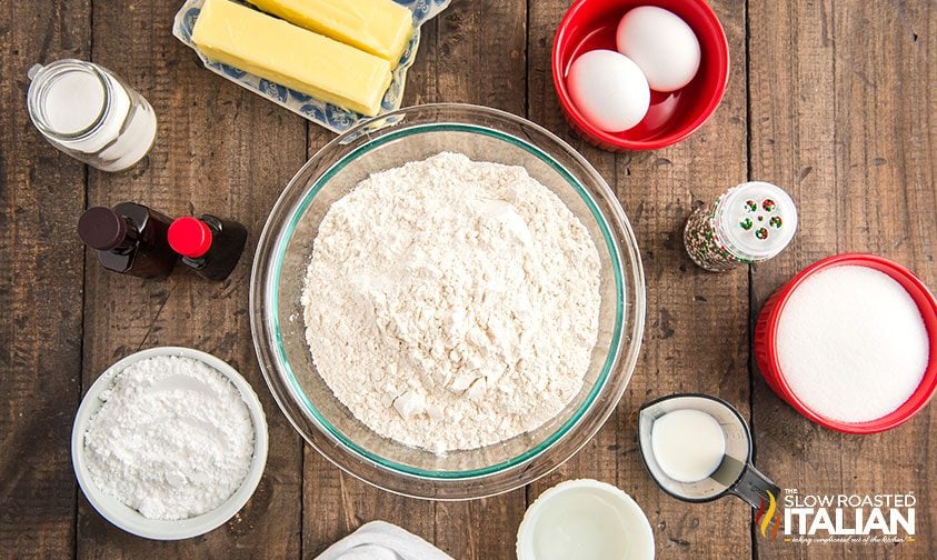 measured ingredients to make sugar cookie bites