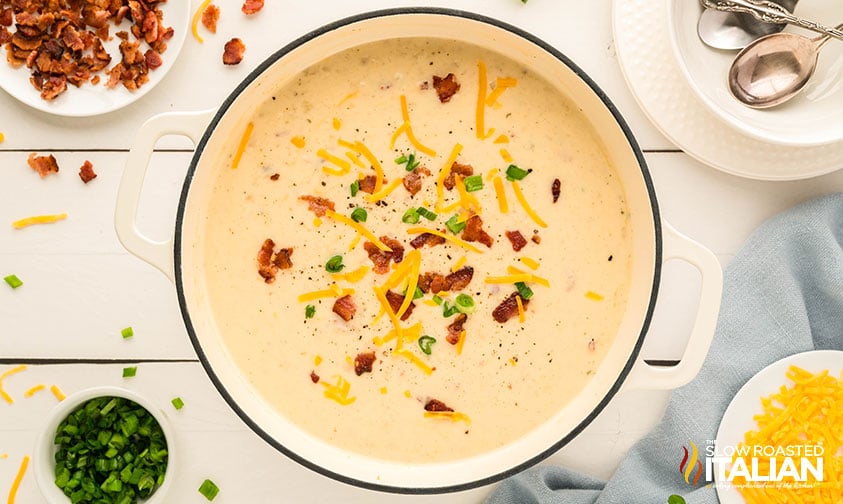 pot of baked potato soup