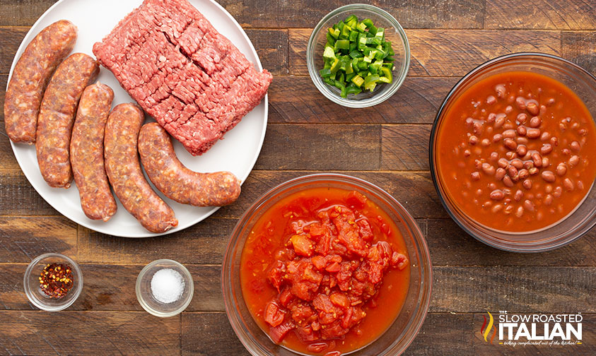 ingredients for Italian sausage chili