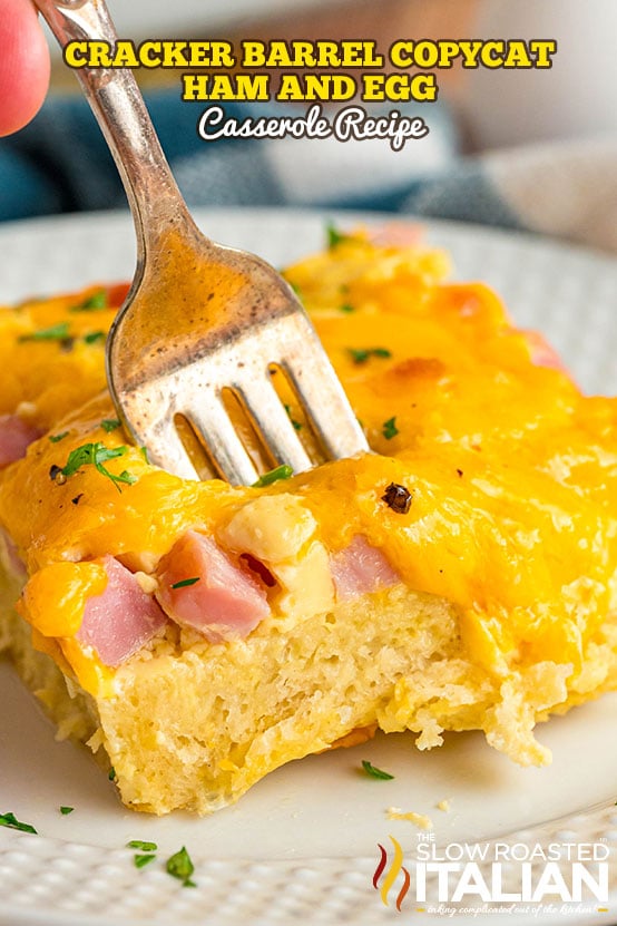 titled: Cracker Barrel Copycat Ham and Egg Casserole Recipe