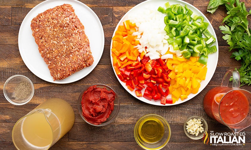 ingredients for sausage and pepper soup recipe