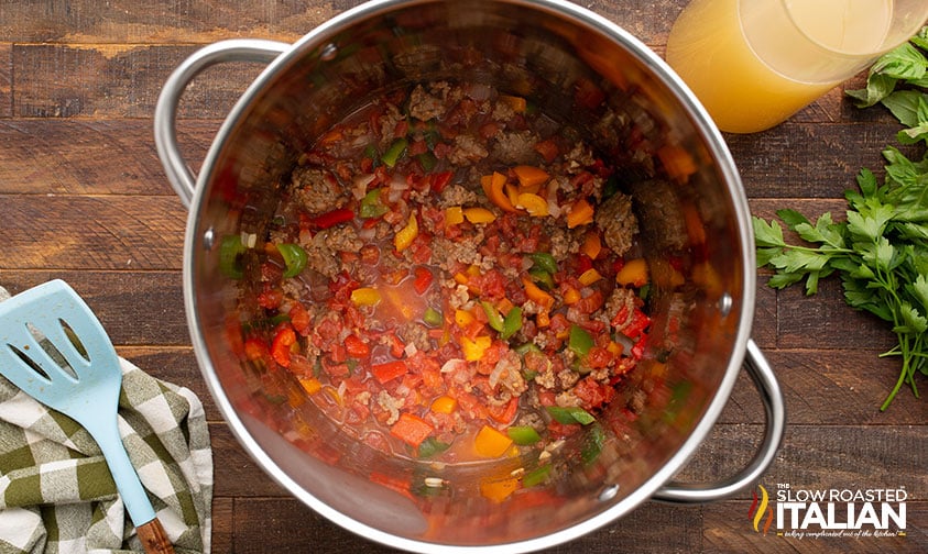 pot of sausage and pepper soup