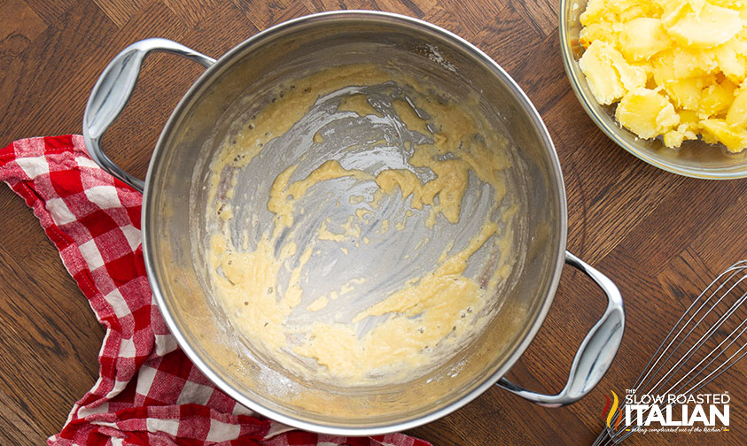 flour added to melted butter in a large pot