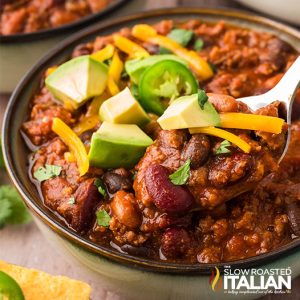 closeup of cowboy chili recipe